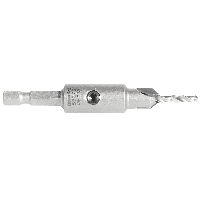 55273 3/8" Carbide Tipped Replacement Countersink Bit with Slow Spiral M2 Drill, #6 Screw - Alt Image 1