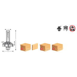 1-3/8" Dia x 1/4" Carbide Tipped 45° Laminate Miter Bit, Joint Undercutter Assembly, 1/4" Shank Alt 1 - Image