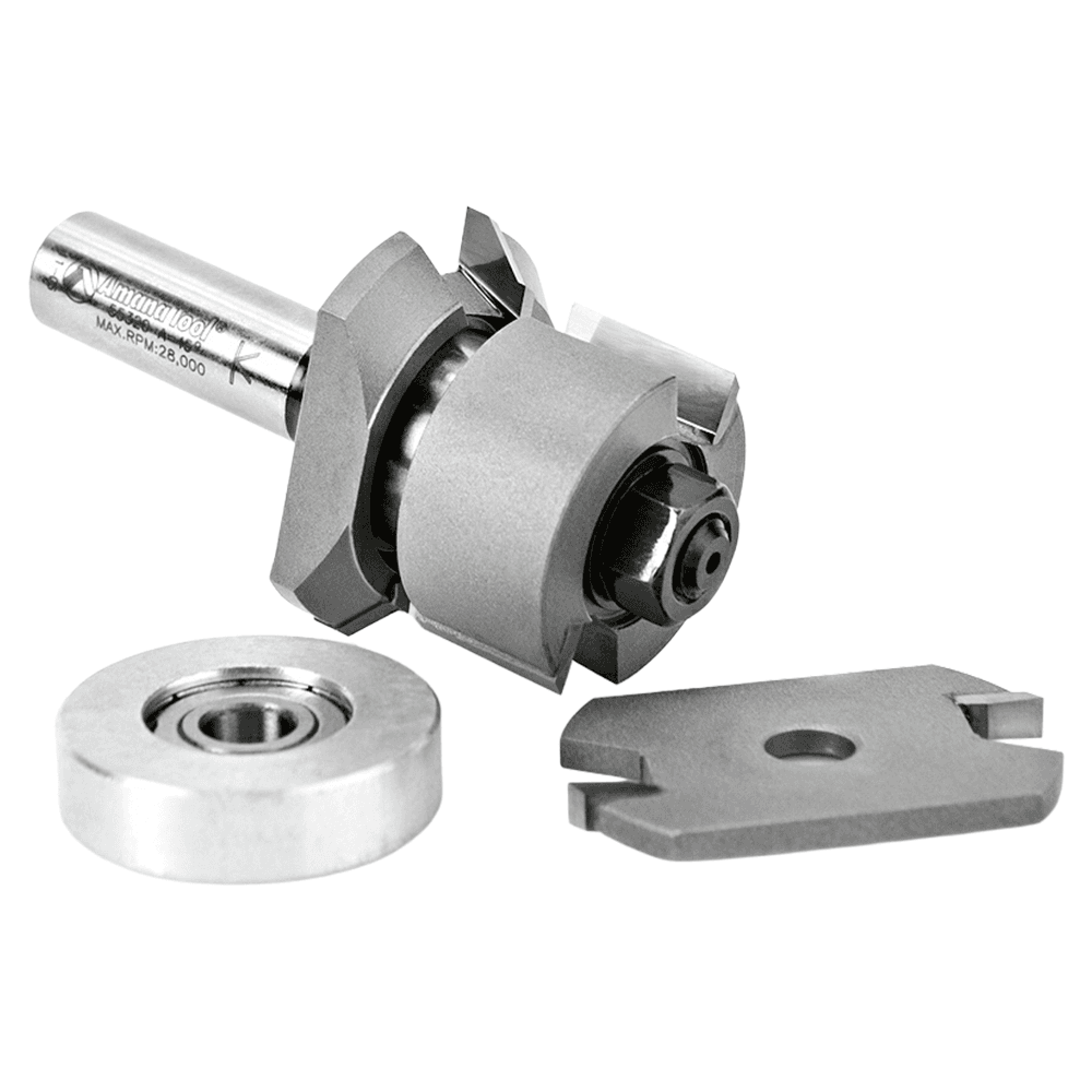 1-13/16" Dia x 1/2" to 1-3/16" Carbide Tipped V Paneling 45° Flush Trim Bit, 1/2" Shank with Ball Bearing Assembly Alt 3 - Image