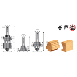 1-9/64" Dia x 43/64" Carbide Tipped Reversible Ogee Bit, Window Sash & Rail 1/8" Radius, 1/2" Shank with Center Ball Bearing Alt 1 - Image