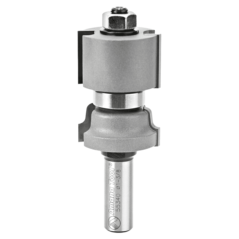 1-9/64" Dia x 43/64" Carbide Tipped Reversible Ogee Bit, Window Sash & Rail 1/8" Radius, 1/2" Shank with Center Ball Bearing Main - Image
