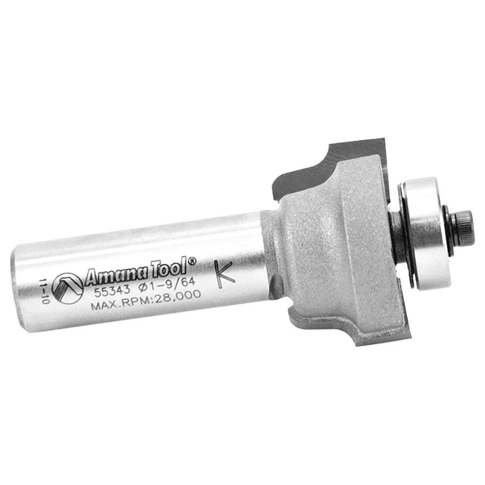 1-9/64" Dia x 43/64" Carbide Tipped Ogee Bit, Window Sash & Rail 1/8" Radius, 1/2" Shank with Bottom Ball Bearing Alt 2 - Image
