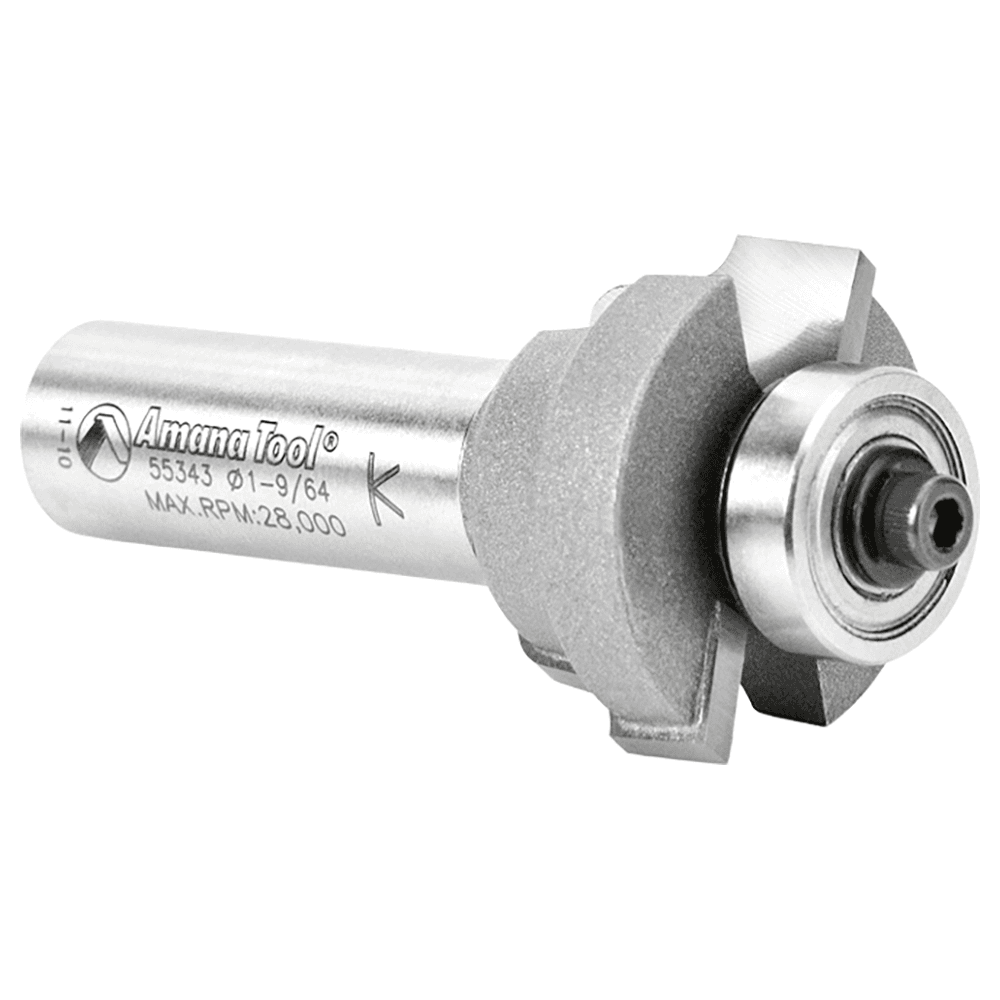1-9/64" Dia x 43/64" Carbide Tipped Ogee Bit, Window Sash & Rail 1/8" Radius, 1/2" Shank with Bottom Ball Bearing Alt 3 - Image