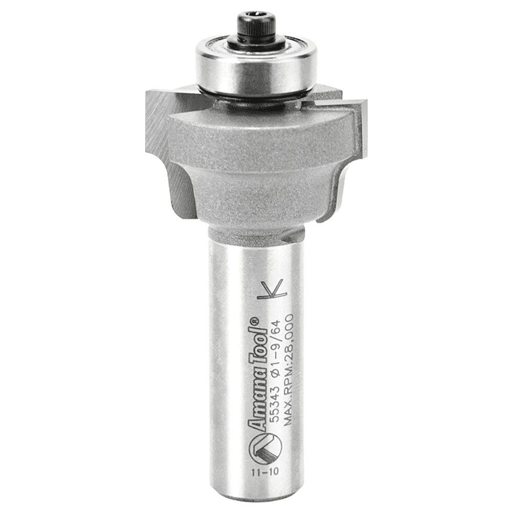1-9/64" Dia x 43/64" Carbide Tipped Ogee Bit, Window Sash & Rail 1/8" Radius, 1/2" Shank with Bottom Ball Bearing Main - Image