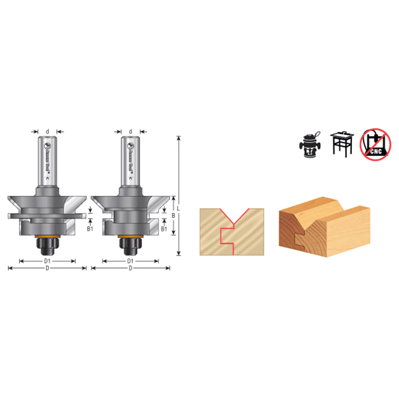 1-11/64" Dia x 1-1/8" Carbide Tipped Adjustable V Panel Router Bit, 1/2" Shank Alt 1 - Image