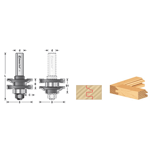 1-5/8" x 3" Ogee Reversible Stile and Rail Assembly, 2-Wing, 1/2" Shank - Alt Image 3