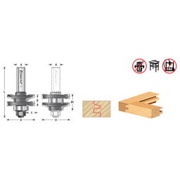 1-5/8" Dia x 11/16" Carbide Tipped Traditional Reversible Stile and Rail Assembly, 1/2" Shank Alt 1 - Image