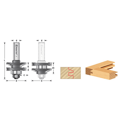 1-5/8" x 3" Classical Reversible Stile and Rail Assembly, 2-Wing, 1/2" Shank - Alt Image 3