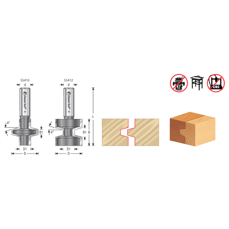 1-1/4" Dia x 1-1/4" Carbide Tipped Wedge Tongue 15°, 1/2" Shank Alt 1 - Image