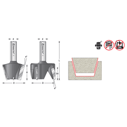 1-3/4" Dia x 1-3/16" Carbide Tipped Solid Surface Tapered Plug Cutter Repair Router Bit, Set, 1/2" Shank (2 Pieces) Alt 1 - Image