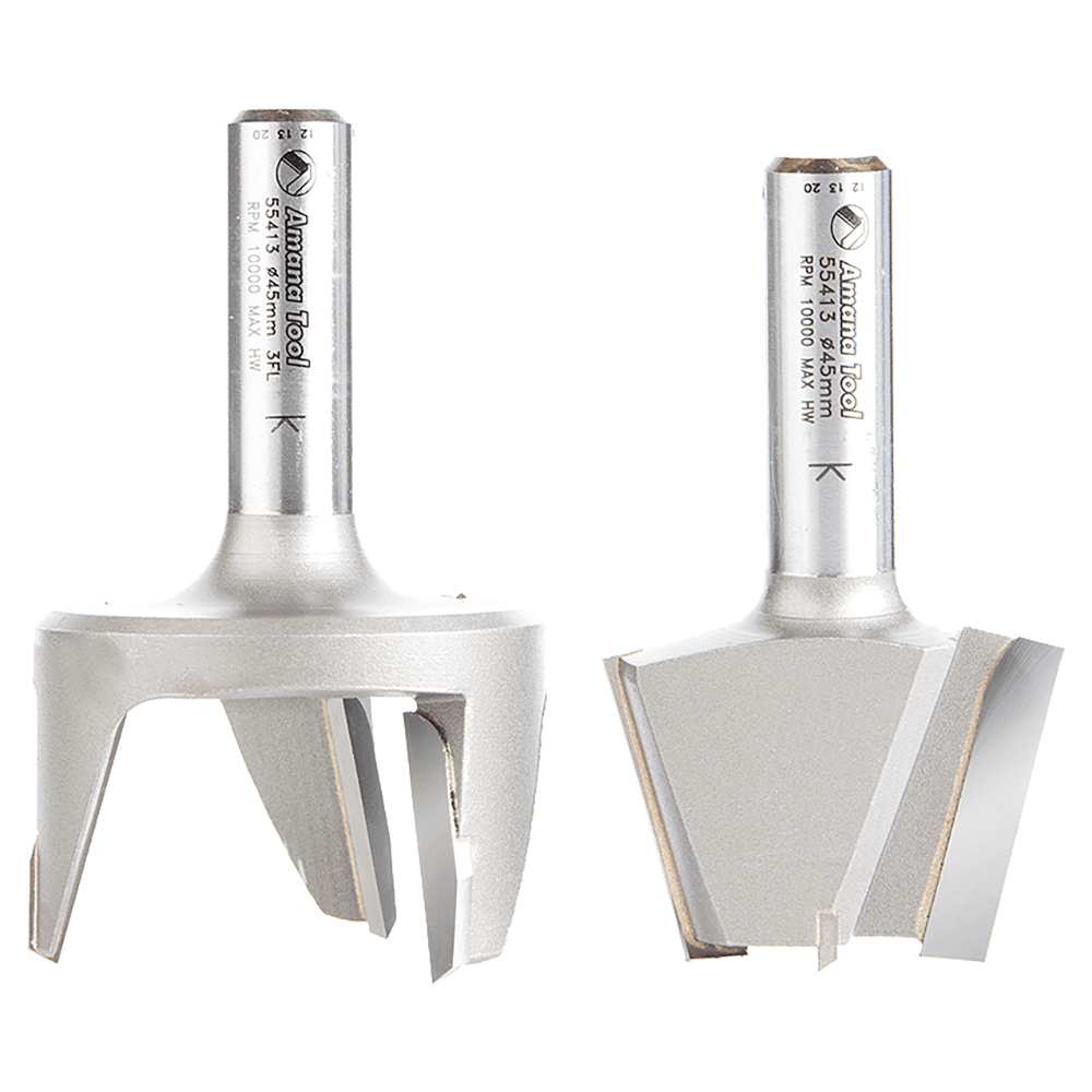 1-3/4" Dia x 1-3/16" Carbide Tipped Solid Surface Tapered Plug Cutter Repair Router Bit, Set, 1/2" Shank (2 Pieces) Alt 2 - Image