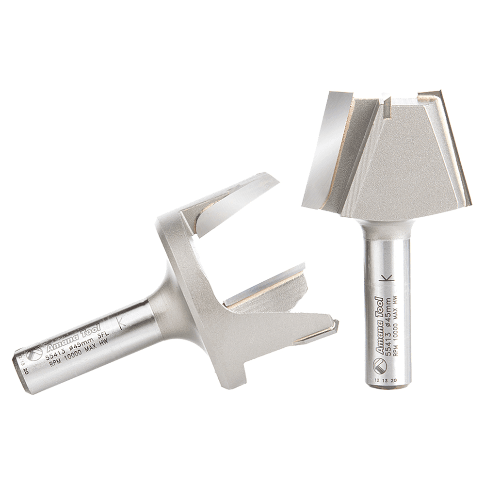 1-3/4" Dia x 1-3/16" Carbide Tipped Solid Surface Tapered Plug Cutter Repair Router Bit, Set, 1/2" Shank (2 Pieces) Alt 3 - Image