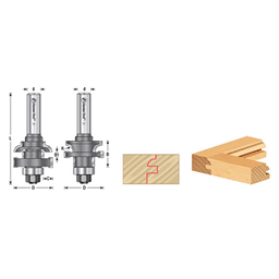 1-5/8" x 3-5/16" Concave 2-Piece Stile and Rail Set, 2-Wing, 1/2" Shank - Alt Image 1