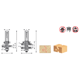 1-15/32" Dia x 1" Carbide Tipped Architectural Stile/Rail 1/2" Shank Set (2-Piece) Alt 1 - Image