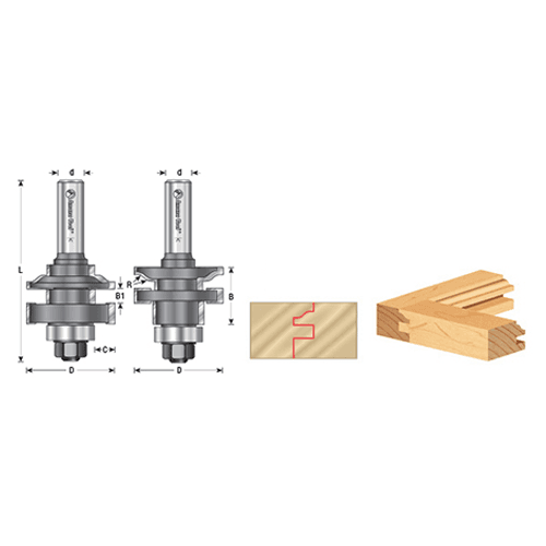 1-5/8" x 3-5/16" Ogee 2-Piece Stile and Rail Set, 2-Wing, 1/2" Shank - Alt Image 2