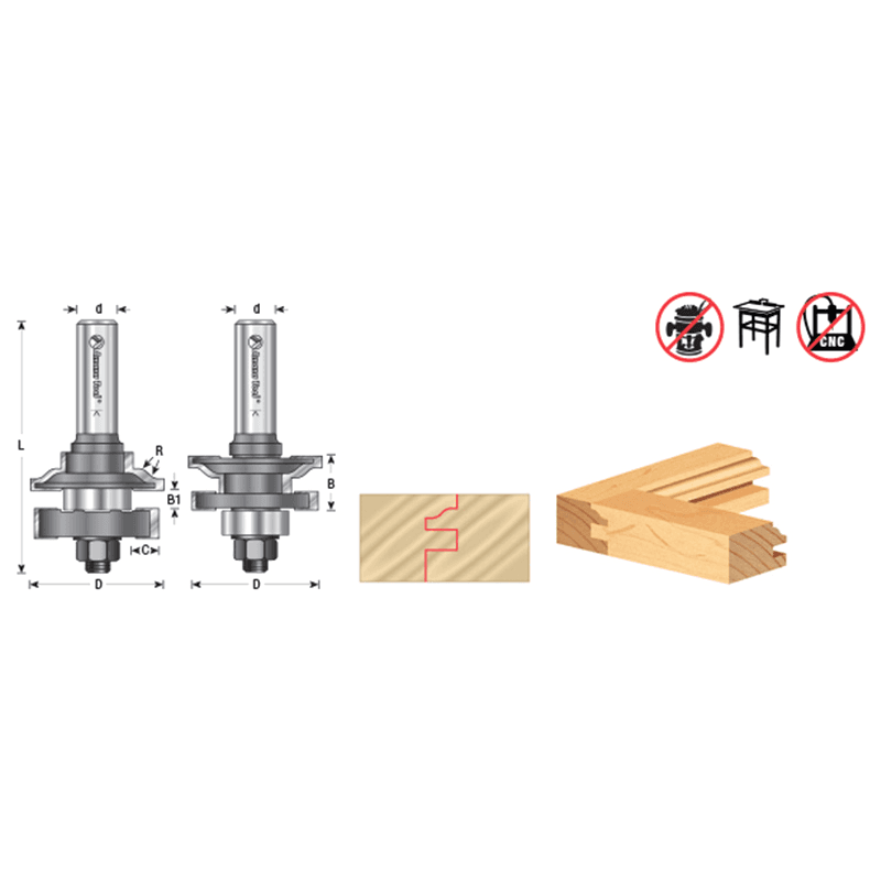 1-5/8" Dia x 11/16" Carbide Tipped Ogee Stile and Rail, 1/2" Shank Set (2-Piece) Alt 1 - Image
