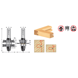 1-7/8" Dia x 5/8" to 1-1/8" Carbide Tipped Adjustable Straight with Bevel Instile and Rail System, 18°, 1/2" Shank Set Alt 1 - Image