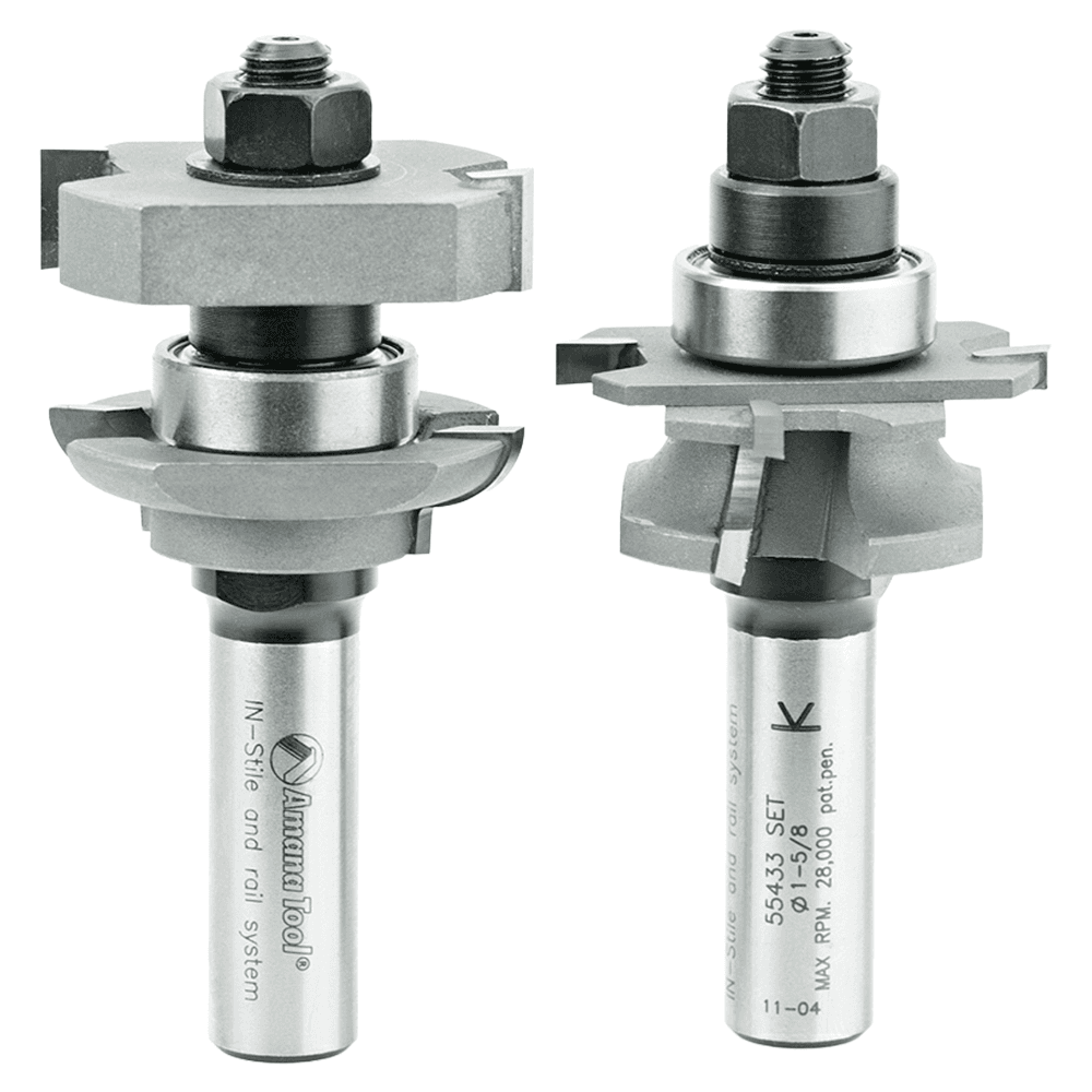 1-5/8" Dia x 5/8" to 1-1/8" Carbide Tipped Adjustable Concave Instile and Rail System, 1/4" Radius, 1/2" Shank Set Main - Image