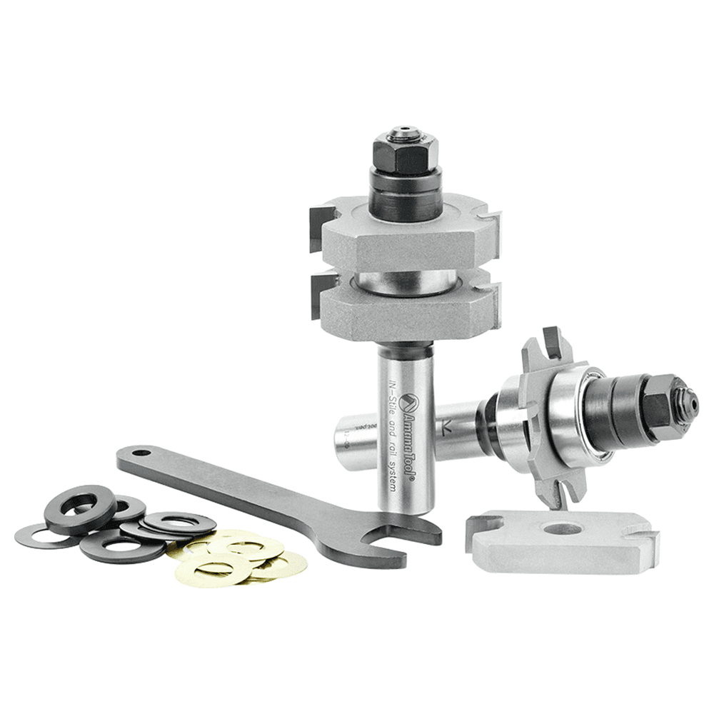 1-5/8" Dia x 5/8" to 1-1/8" Carbide Tipped Adjustable Mission Style Straight Instile and Rail System, 1/2" Shank Set Alt 2 - Image