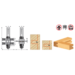 1-7/8" Dia x 5/8" to 1-1/8" Carbide Tipped Adjustable Mission Style Straight Instile and Rail System, 1/2" Shank Set Alt 1 - Image