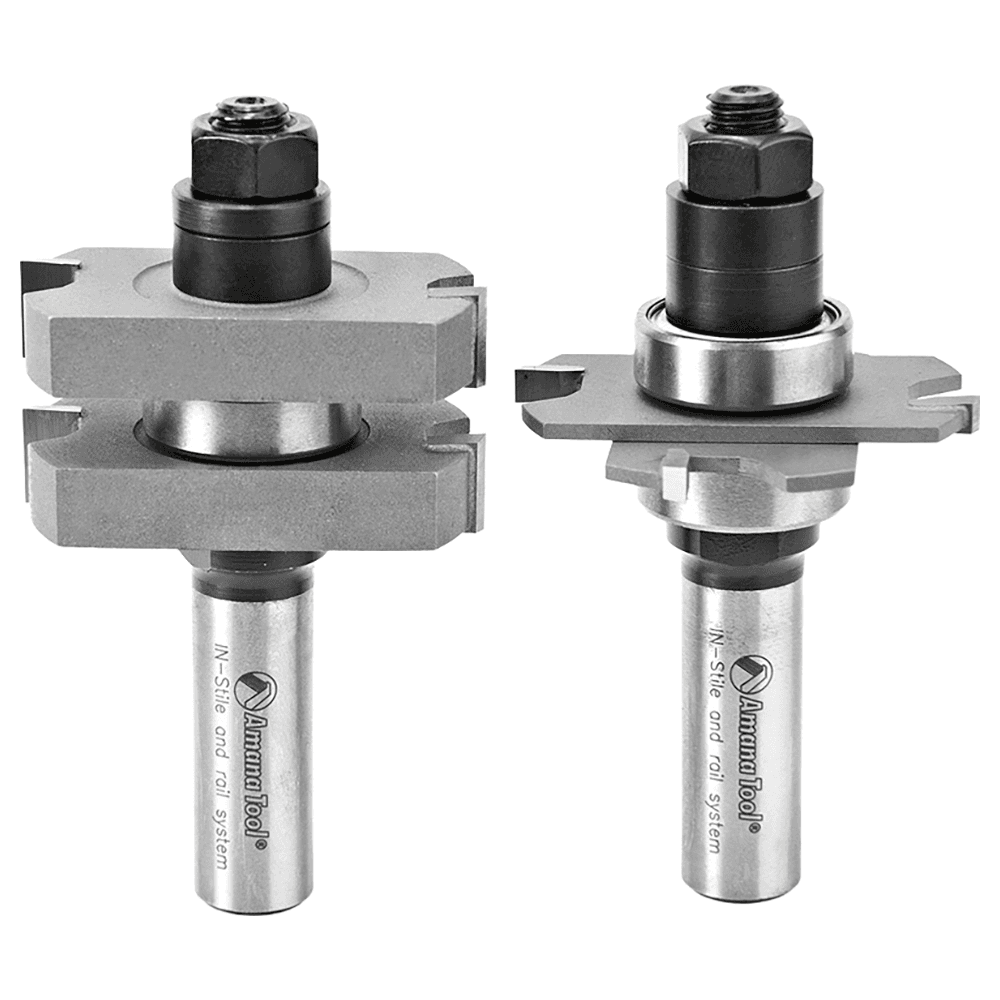 1-7/8" Dia x 5/8" to 1-1/8" Carbide Tipped Adjustable Mission Style Straight Instile and Rail System, 1/2" Shank Set Main - Image