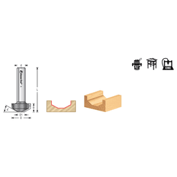 1-1/8" Dia x 1/2" Carbide Tipped Plunging Raised Panel Bit, Style A 30°, 1/2" Shank Alt 1 - Image