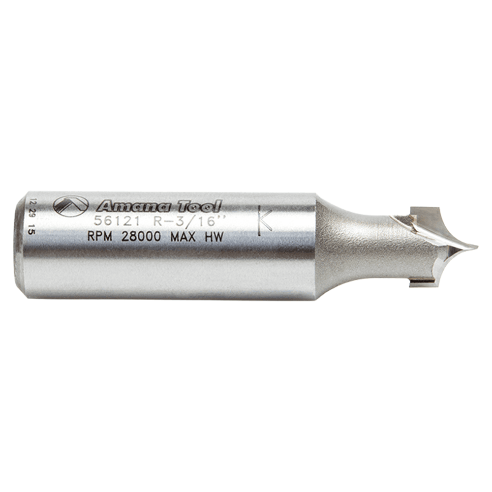 3/8" Dia x 5/16" Carbide Tipped Point Cutting Roundover 3/16" Radius Router Bit, 1/2 Shank Alt 2 - Image