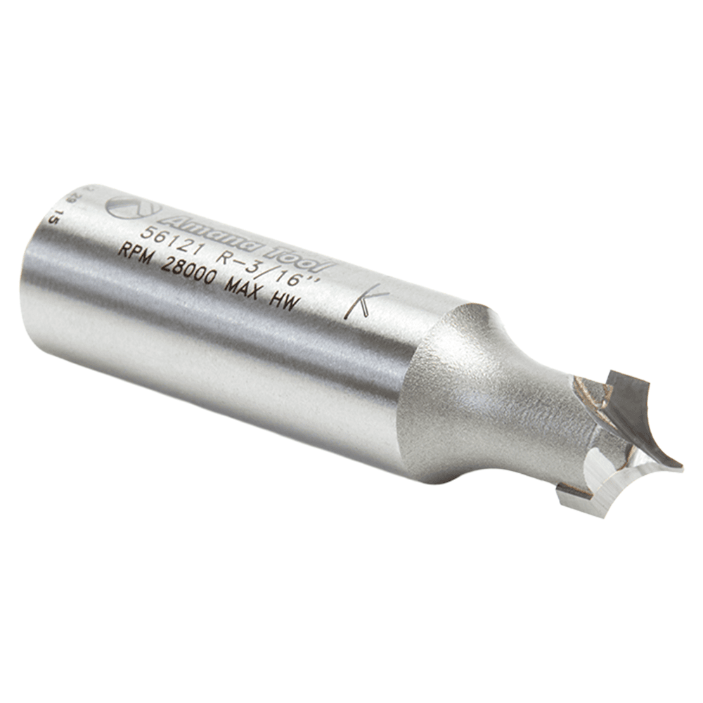 3/8" Dia x 5/16" Carbide Tipped Point Cutting Roundover 3/16" Radius Router Bit, 1/2 Shank Alt 3 - Image