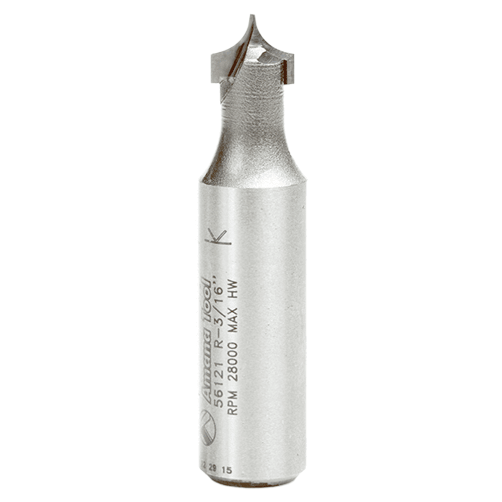 3/8" Dia x 5/16" Carbide Tipped Point Cutting Roundover 3/16" Radius Router Bit, 1/2 Shank Main - Image