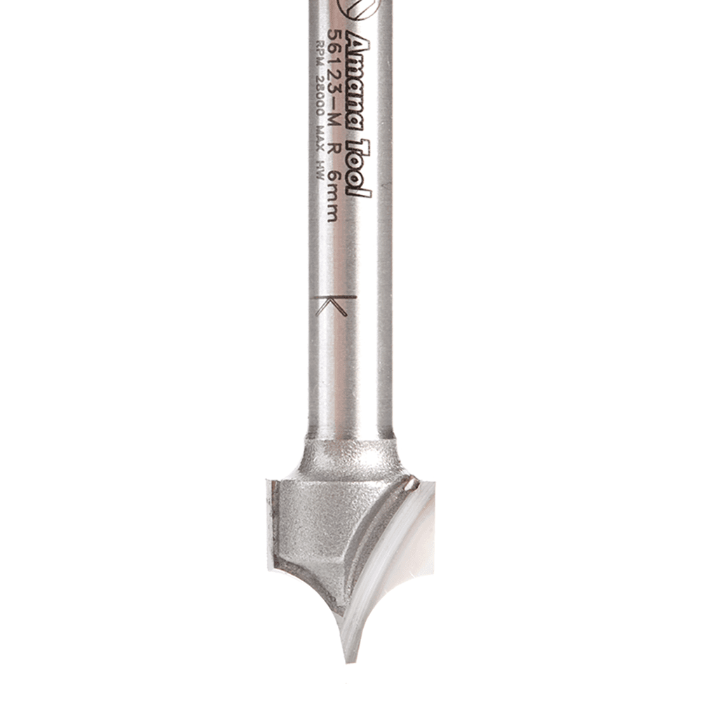 12mm Dia x 13mm Carbide Tipped Point Cutting Roundover 6mm Radius Router Bit, 6mm Shank Alt 4 - Image