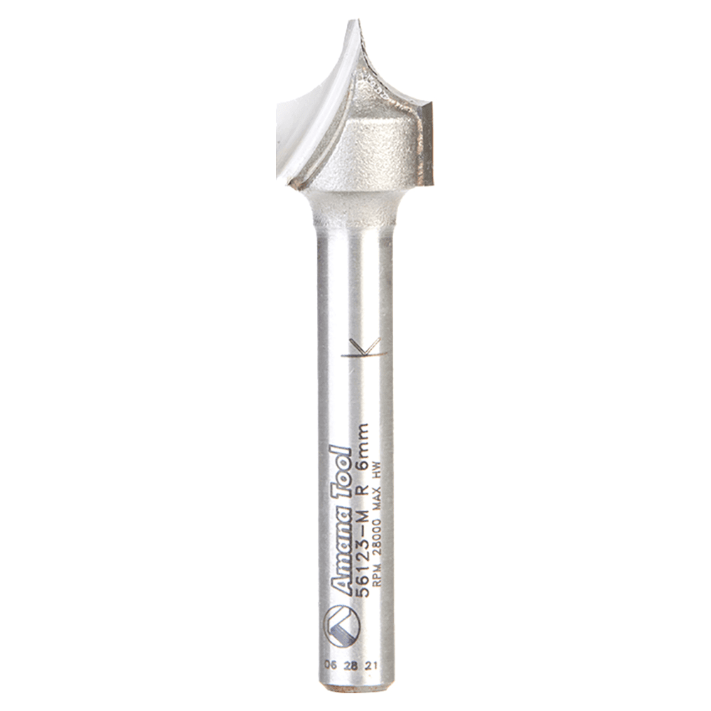 12mm Dia x 13mm Carbide Tipped Point Cutting Roundover 6mm Radius Router Bit, 6mm Shank Main - Image