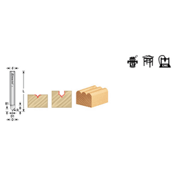 6mm Dia x 8mm Solid Carbide Point Cutting Roundover 3mm Radius Router Bit, 6mm Shank Alt 1 - Image