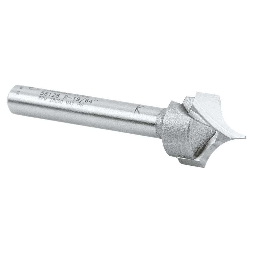 19/32" Dia x 1/2" Carbide Tipped Point Cutting Roundover 19/64" Radius Router Bit, 1/4" Shank Alt 3 - Image