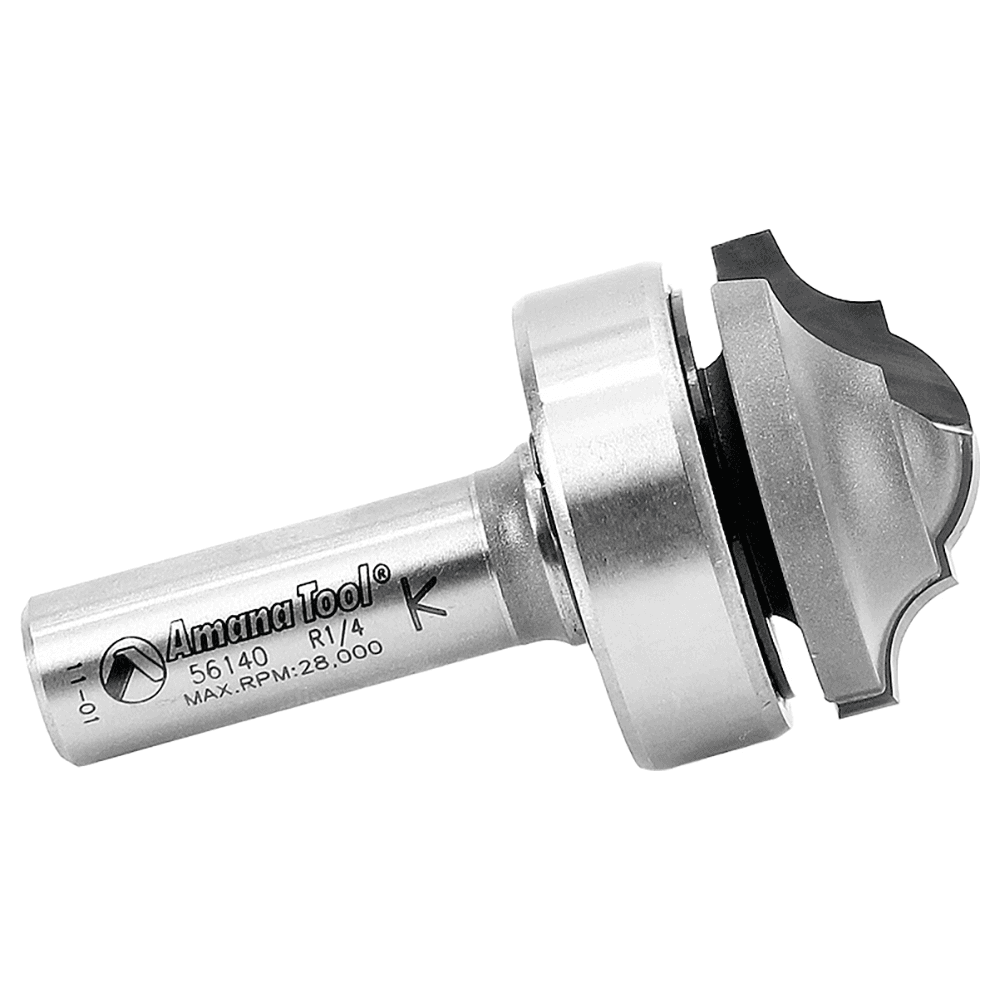 1-3/8" Dia x 9/16" Carbide Tipped Classical Plunge Core Box Bit with Upper BB 1/4" Radius, 1/2" Shank Alt 2 - Image