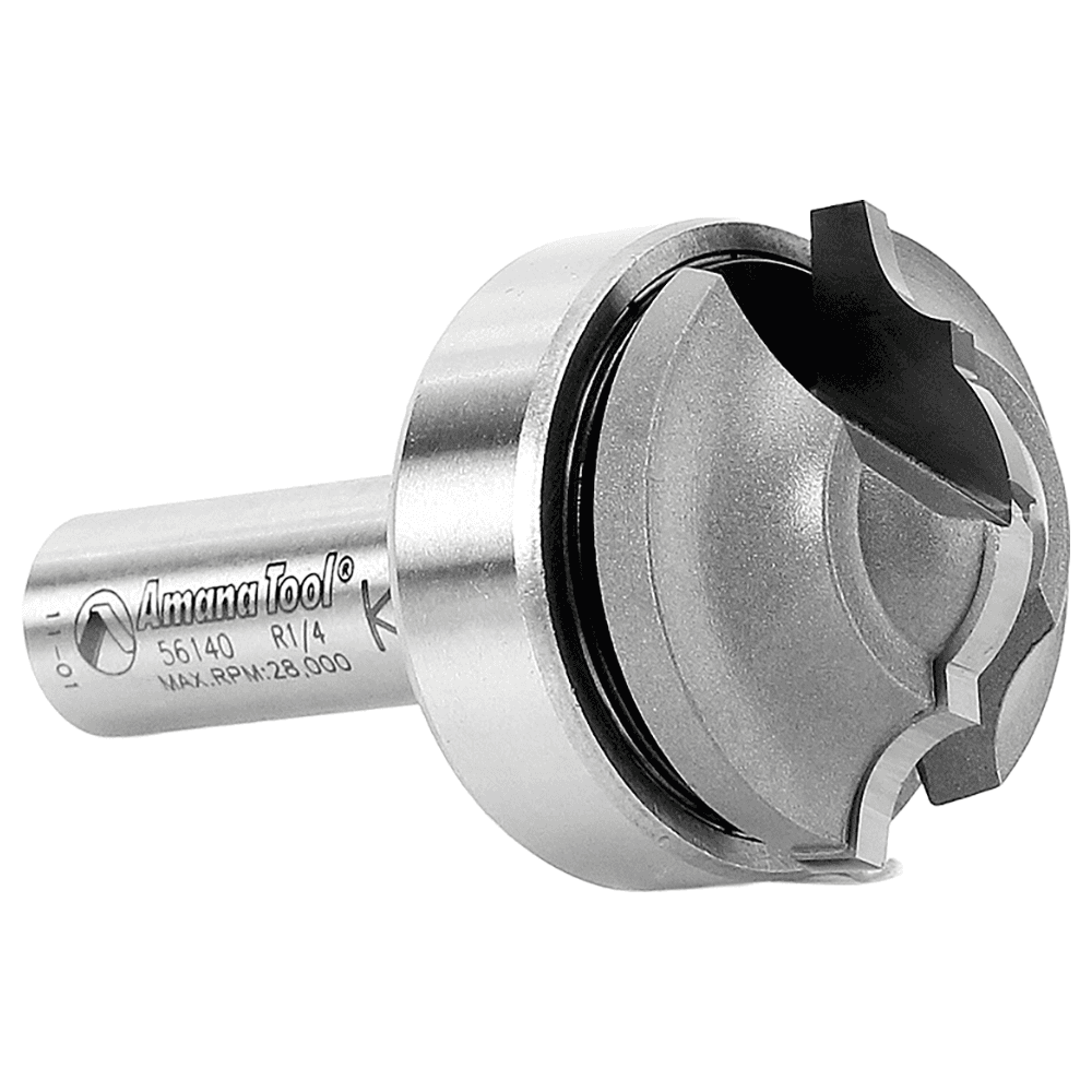 1-3/8" Dia x 9/16" Carbide Tipped Classical Plunge Core Box Bit with Upper BB 1/4" Radius, 1/2" Shank Alt 3 - Image