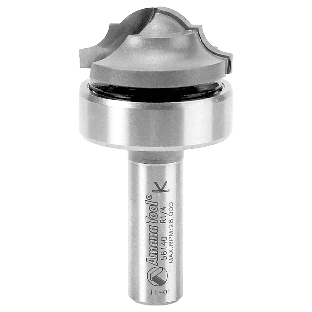 1-3/8" Dia x 9/16" Carbide Tipped Classical Plunge Core Box Bit with Upper BB 1/4" Radius, 1/2" Shank Main - Image