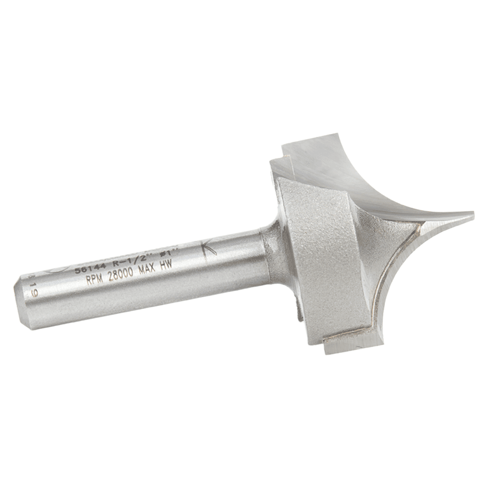 1" Dia x 3/4" Carbide Tipped Point Cutting Roundover 1/2" Radius Router Bit, 1/4" Shank Alt 2 - Image
