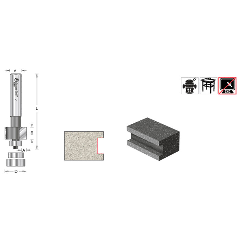 7/8" Dia x 1/2" Carbide Tipped Solid Surface Face Inlay Bit, 1/2" Shank Alt 1 - Image