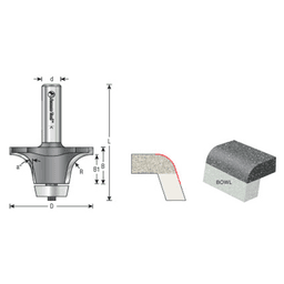 2-1/8" x 3" Under Mount Bowl Round Over Bit, 2-Flute, 1/2" Shank - Alt Image 3