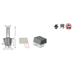 1-1/2" Dia x 1-1/4" Carbide Tipped Wilsonart® SSV Bowl Solid Surface, 12°, 1/2" Shank Alt 1 - Image