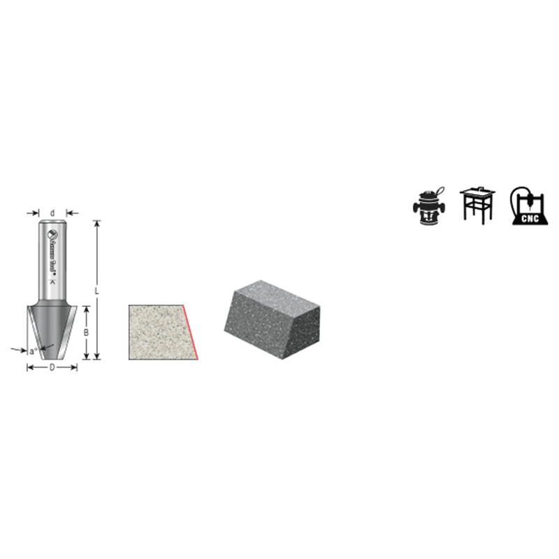 29/32" Dia x 15/16" Carbide Tipped Topmount European Type Solid Surface, 1/2" Shank Alt 1 - Image