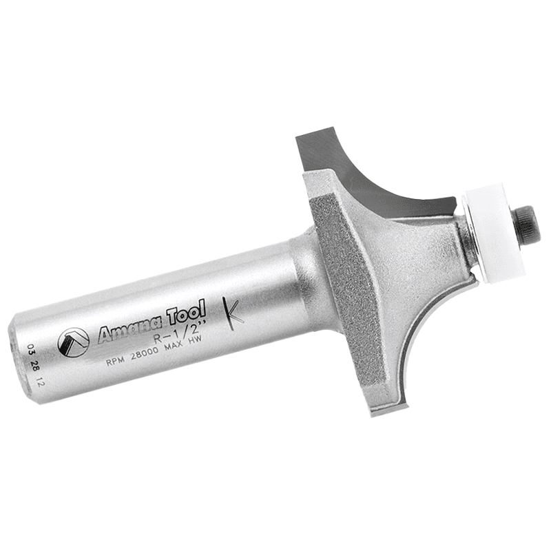 1-1/2" x 1/2" Radius Corner Rounding Bit with Ball Bearing Guide Solid Surface, 2-Flute, 1/2" Shank - Alt Image 1