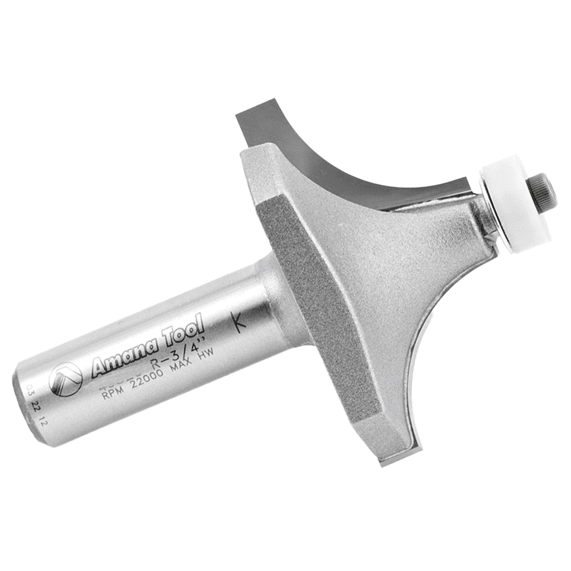 2" x 3/4" Radius Corner Rounding Bit with Ball Bearing Guide Solid Surface, 2-Flute, 1/2" Shank - Alt Image 1