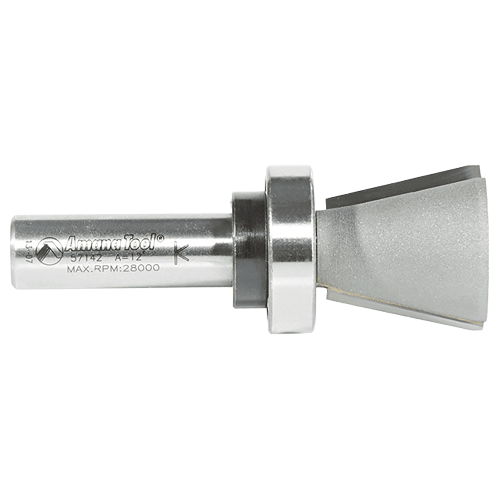 1-1/8" Dia x 1" Carbide Tipped Solid Surface Top Mount Bowl 14° Angle Router Bit, 1/2" Shank Alt 2 - Image
