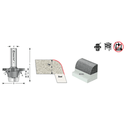 2-1/8" Dia x 1" Carbide Tipped Undermount Bowl Solid Surface Round Over Bit, 17°, 1/2" Shank Alt 1 - Image