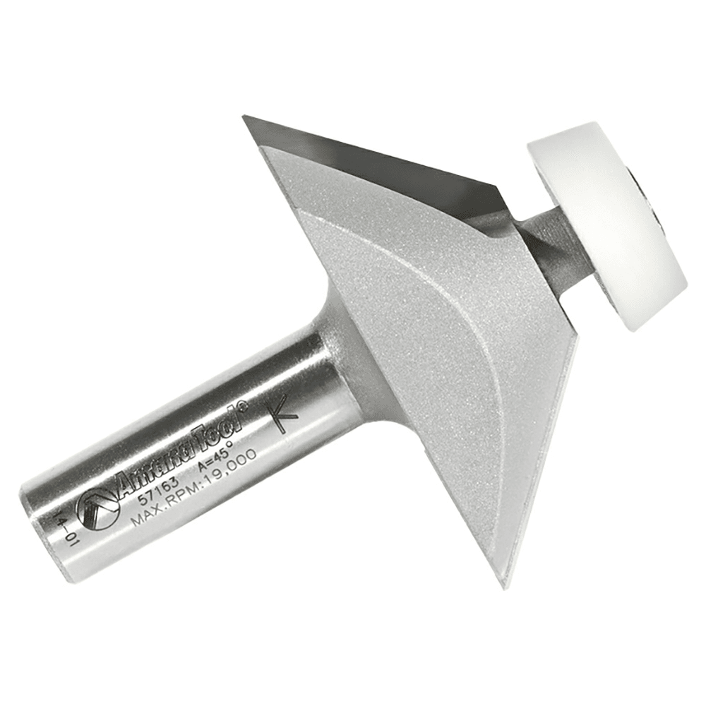 2-3/8" x 2-7/8" Lansen 45&#730; Bevel Stainless Steel Edge Sink Solid Surface Router Bit, 2-Flute, 1/2" Shank - Alt Image 1