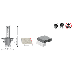 1-7/8" Dia x 1" Carbide Tipped Round Over with Ultra-Glide Radius Bearing Guide Solid Surface, 10°, 3/8 Radius, 1/2" Shank Alt 1 - Image