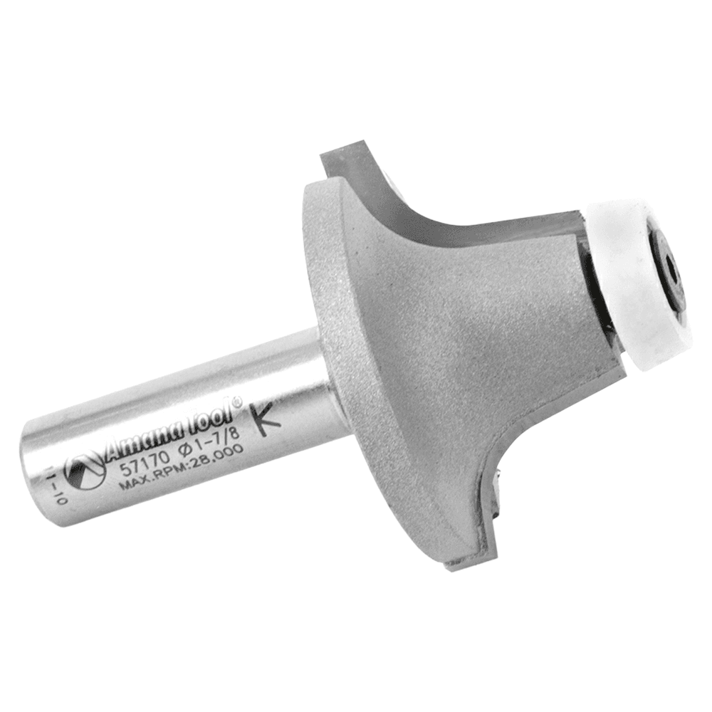 1-7/8" Dia x 1" Carbide Tipped Round Over with Ultra-Glide Radius Bearing Guide Solid Surface, 10°, 3/8 Radius, 1/2" Shank Alt 2 - Image