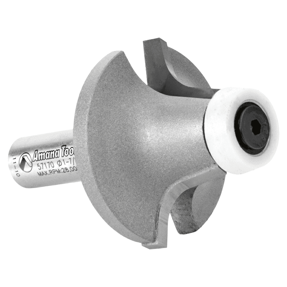1-7/8" Dia x 1" Carbide Tipped Round Over with Ultra-Glide Radius Bearing Guide Solid Surface, 10°, 3/8 Radius, 1/2" Shank Alt 3 - Image