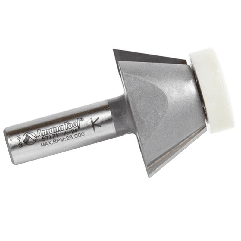 1-3/4" x 24&#730; Bevel Edge Router Bit, 2-Flute, 1/2" Shank - Alt Image 1